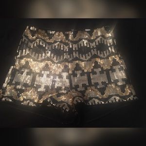 Black & Gold High-Waisted Sequin Shorts